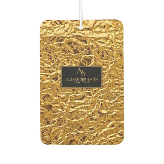 Luxury Crumpled Gold Foil Texture Elegant Metallic カーエアーフレッシュナー (正面)