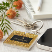 Luxury Crumpled Gold Foil Texture Elegant Metallic キーホルダー (正面右)