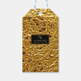 Luxury Crumpled Gold Foil Texture Elegant Metallic ギフトタグ