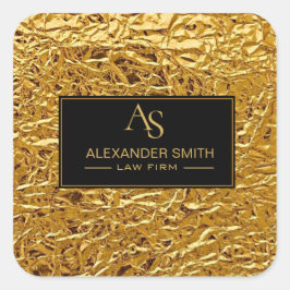 Luxury Crumpled Gold Foil Texture Elegant Metallic スクエアシール