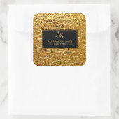 Luxury Crumpled Gold Foil Texture Elegant Metallic スクエアシール (バッグ)