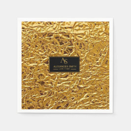Luxury Crumpled Gold Foil Texture Elegant Metallic スタンダードカクテルナプキン