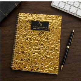 Luxury Crumpled Gold Foil Texture Elegant Metallic ノートブック