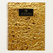 Luxury Crumpled Gold Foil Texture Elegant Metallic プランナー手帳 (正面)