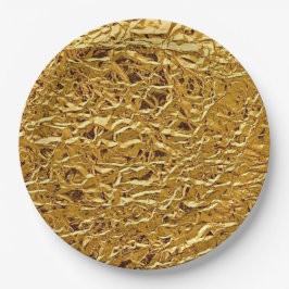 Luxury Crumpled Gold Foil Texture Elegant Metallic ペーパープレート