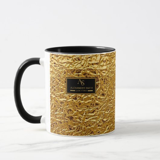 Luxury Crumpled Gold Foil Texture Elegant Metallic マグカップ (左)