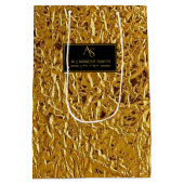 Luxury Crumpled Gold Foil Texture Elegant Metallic ミディアムペーパーバッグ (裏面)
