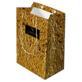 Luxury Crumpled Gold Foil Texture Elegant Metallic ミディアムペーパーバッグ (裏面アングル)