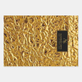 Luxury Crumpled Gold Foil Texture Elegant Metallic ラッピングペーパーシート (正面)