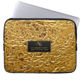 Luxury Crumpled Gold Foil Texture Elegant Metallic ラップトップスリーブ