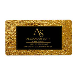 Luxury Crumpled Gold Foil Texture Elegant Metallic ラベル