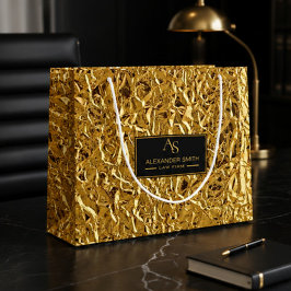 Luxury Crumpled Gold Foil Texture Elegant Metallic ラージペーパーバッグ