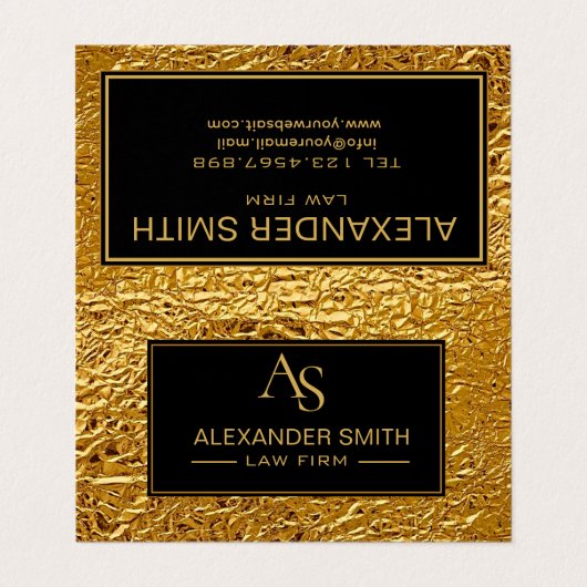 Luxury Crumpled Gold Foil Texture Elegant Metallic 名刺 (外部フラット)