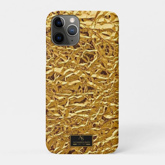 Luxury Crumpled Gold Foil Texture Elegant Metallic Case-Mate iPhoneケース (裏)
