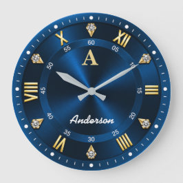Luxury Crystal Accents Royal Blue ラージ壁時計
