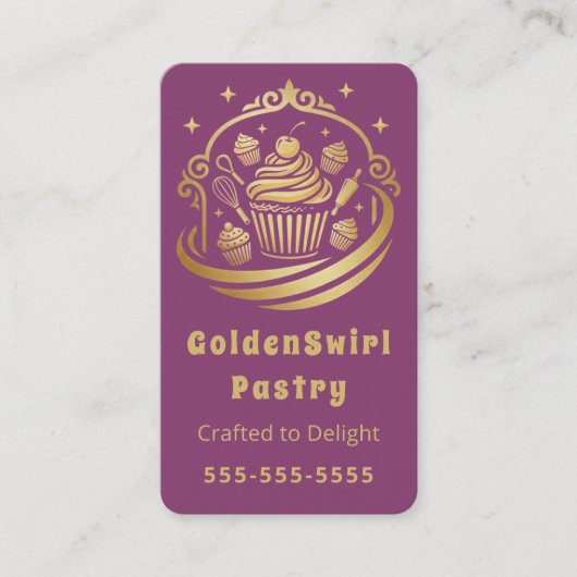 Luxury Cupcake Home Bakery Pastry Chef Modern 名刺 (正面)