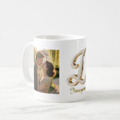 Luxury Cursive Gold White Initial  I + 2 PHOTO コーヒーマグカップ (正面左)