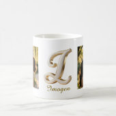 Luxury Cursive Gold White Initial  I + 2 PHOTO コーヒーマグカップ (中央)