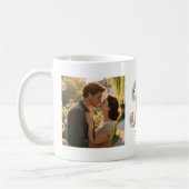 Luxury Cursive Gold White Initial  N + 2 PHOTO コーヒーマグカップ (左)