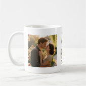 Luxury Cursive Gold White Initial  S + 2 PHOTO コーヒーマグカップ (左)