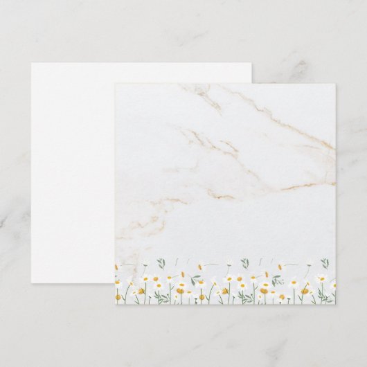 Luxury Daisy Gold Frame Marble Blank Card (正面/裏面)