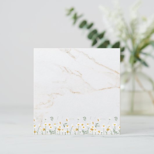 Luxury Daisy Gold Frame Marble Blank Card (スタンド正面)