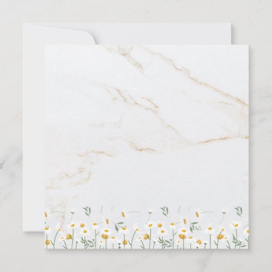 Luxury Daisy Gold Frame Marble Blank Card (正面)