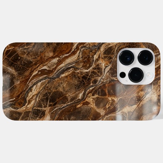 Luxury Dark Brown and Gold Marble iPhone Case Case-Mate iPhoneケース (裏面 (横))