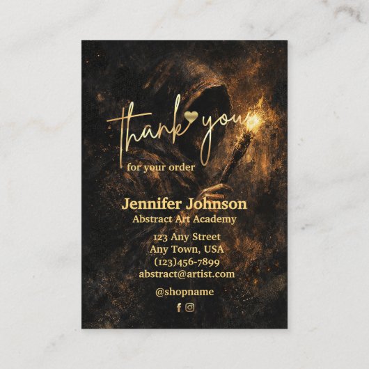 Luxury Dark Fine Art | Elegant Thank You 名刺 (裏面)
