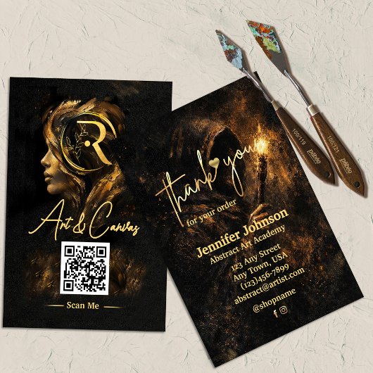 Luxury Dark Fine Art | Elegant Thank You 名刺
