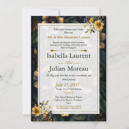 Luxury Dark Floral Elegant Wedding Invitation 招待状