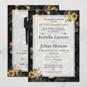 Luxury Dark Floral Elegant Wedding Invitation 招待状 (正面/裏面)