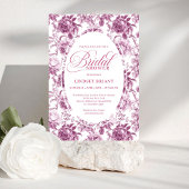 Luxury Dark Fuchsia Roses Pattern Bridal Shower  招待状