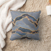 Luxury Dark Gray Marble Texture with Gold Veins クッション (ブランケット)