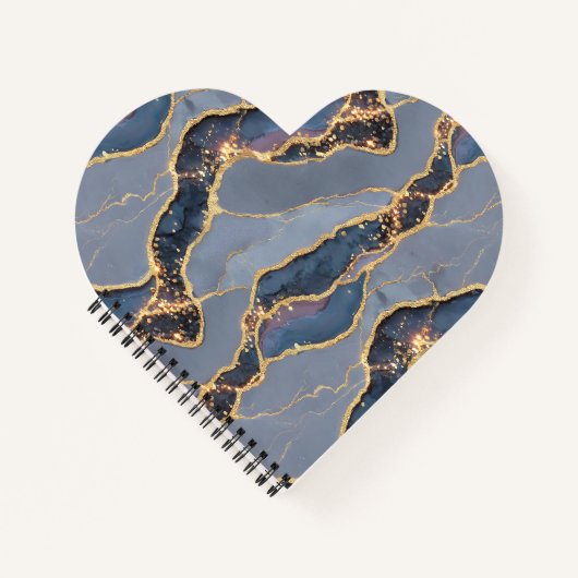 Luxury Dark Gray Marble Texture with Gold Veins ノートブック (正面)