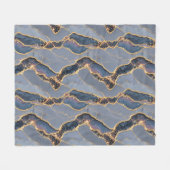 Luxury Dark Gray Marble Texture with Gold Veins フリースブランケット (正面(横))