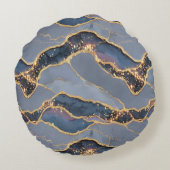 Luxury Dark Gray Marble Texture with Gold Veins ラウンドクッション (裏面)