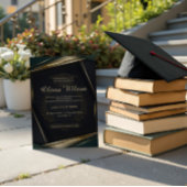 Luxury Dark Green & Gold Graduation 招待状