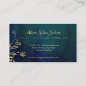 Luxury dark navy elegant faux gold foil foliage 名刺 (裏面)