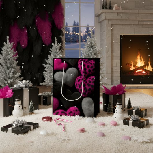 Luxury Dark Romantic Heart Gift Bag ミディアムペーパーバッグ