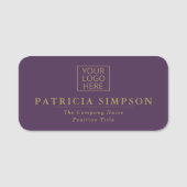 Luxury Dark Violet Purple and Golden：ロゴ 名札 (正面)