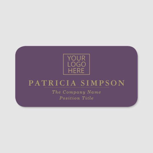 Luxury Dark Violet Purple and Golden：ロゴ 名札 (正面)