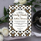 Luxury Deco Elegant Gold and Black Wedding 招待状