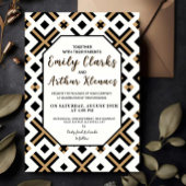 Luxury Deco Elegant Gold and Black Wedding 招待状