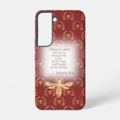 Luxury Deep Red Gold Bee Wreath Grid Faith Samsung Galaxyケース (裏面)