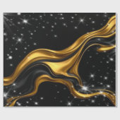 Luxury Designer Black & Gold Liquid Swirl Pattern ラッピングペーパー (フラット)