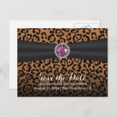 Luxury Diamond Gems Leopard Print Save the Date 案内ポストカード (正面/裏面)