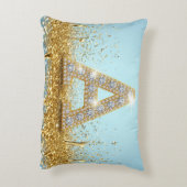 Luxury Diamond Letter A on Gold Glitter Background アクセントクッション (裏面(縦))