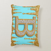 Luxury Diamond Letter B on Gold Glitter Background アクセントクッション (裏面(縦))