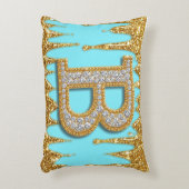 Luxury Diamond Letter B on Gold Glitter Background アクセントクッション (正面(垂直))